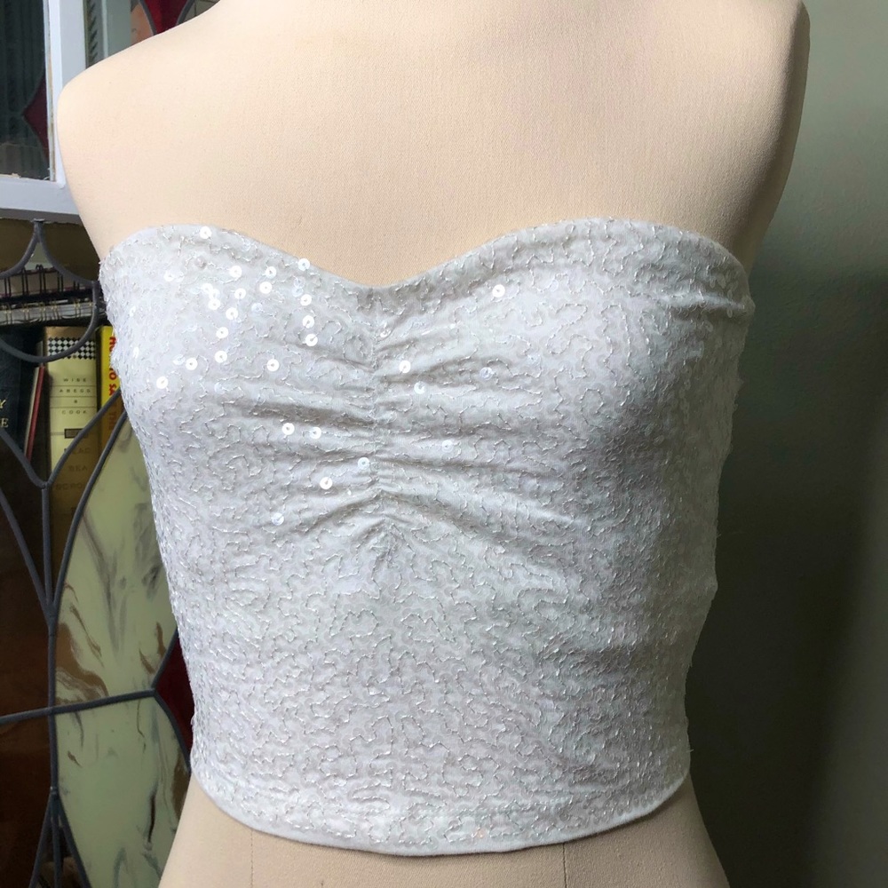 Express White Sparkly Tube Top